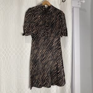 Betsey Johnson Size 4 Zebra Print Silk Dress Y2K mobwife punk, goth